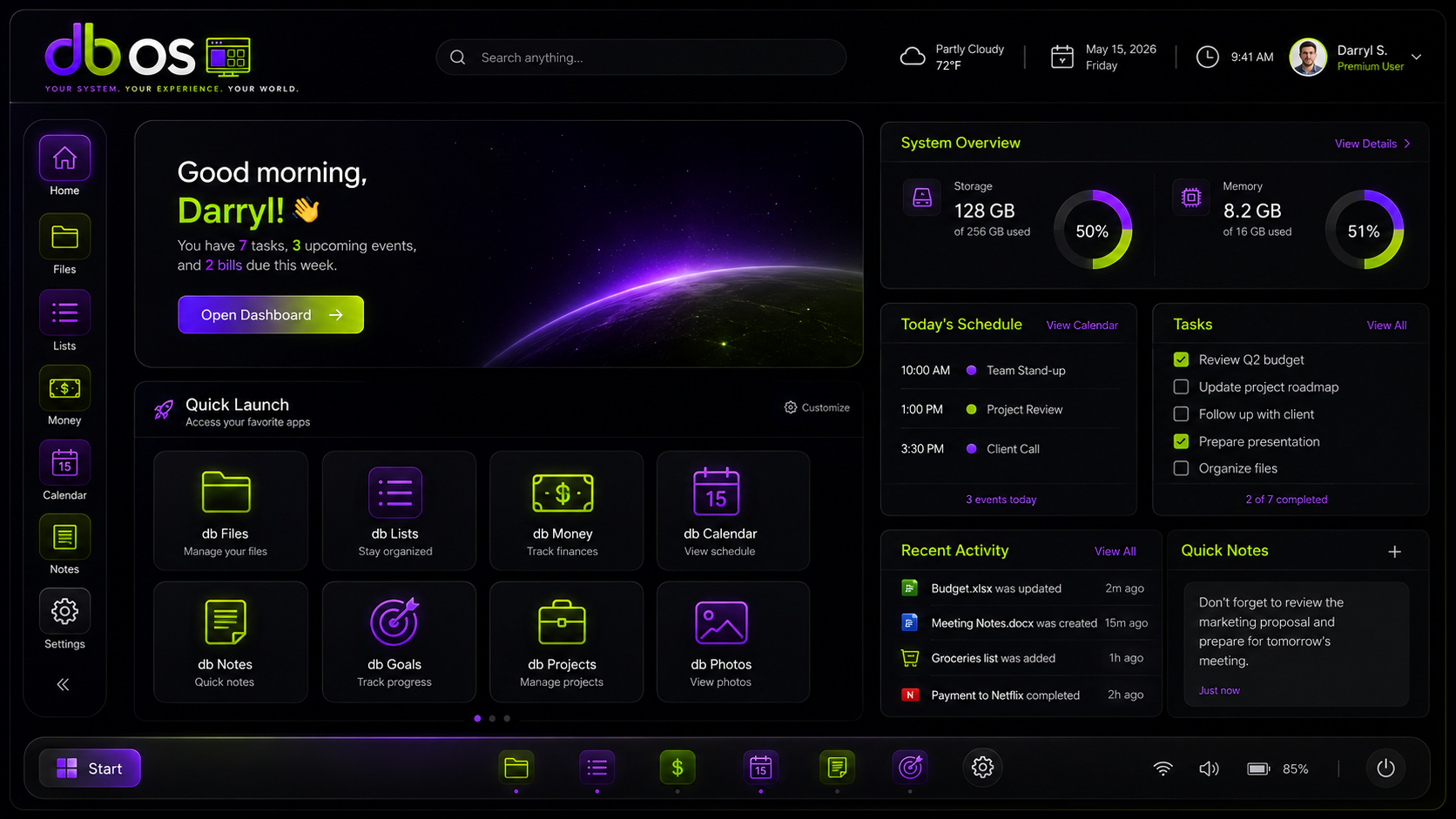 db OS Screen